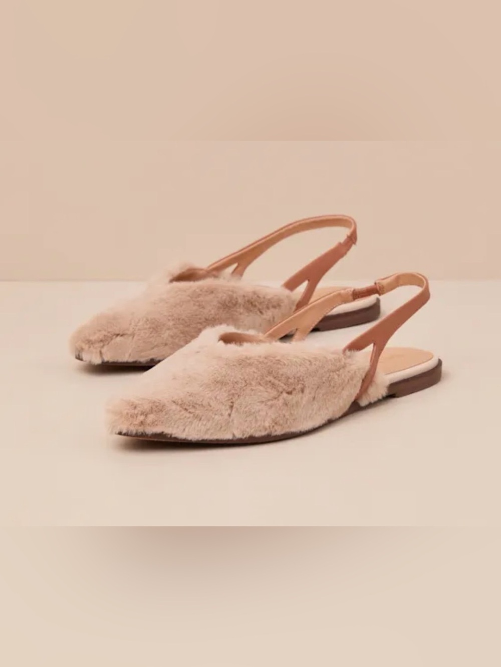 Seychelles Good Girl Natural Faux Fur Pointed-Toe Slingback Flats Leather size 7